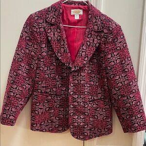 Talbots Black and Pink Patterned Blazer
